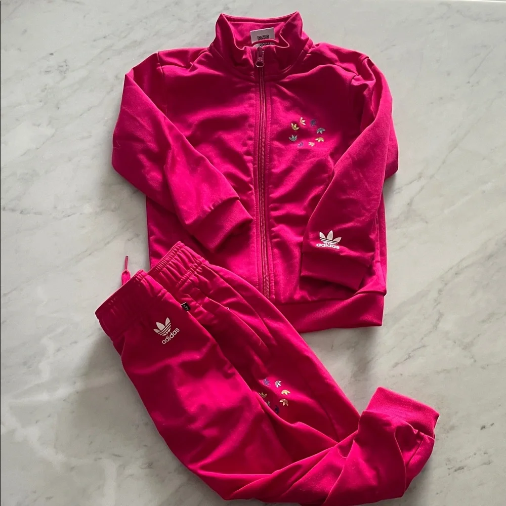 Adidas Youth Fuchsia Tracksuit - Picture 1 of 1